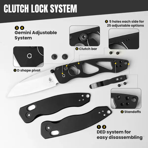 Kizer Exist 154CM Stahl Aluminium Clutch Lock Folder