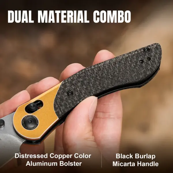 Kizer Mini Mystic Nitro-V Stahl Burlap Micarta + Aluminium