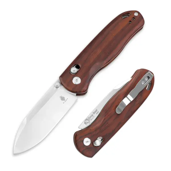 Kizer Drop Bear Nitro-V Stahl Holzgriff Clutch Lock
