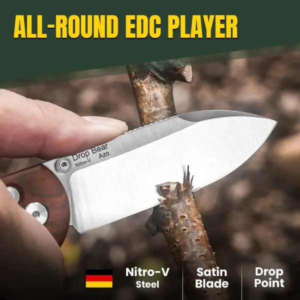 Kizer Drop Bear Nitro-V Stahl Holzgriff Clutch Lock