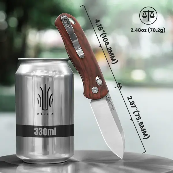 Kizer Drop Bear Nitro-V Stahl Holzgriff Clutch Lock