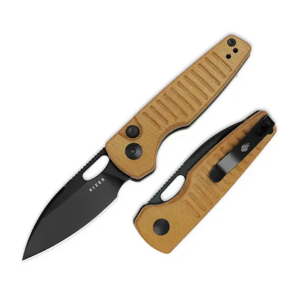 Kizer Parakeet Nitro-V Stahl Micarta Button Lock