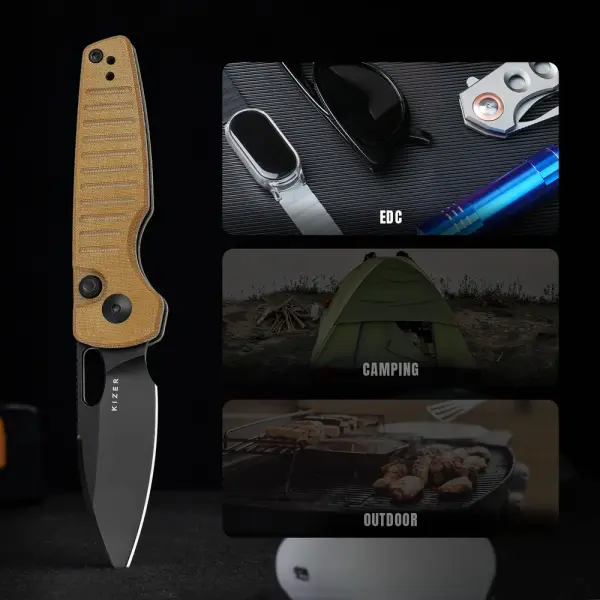 Kizer Parakeet Nitro-V Stahl Micarta Button Lock