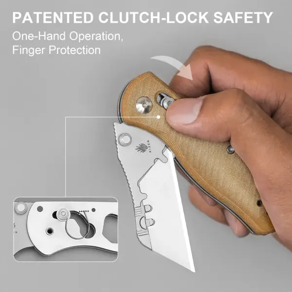 Kizer Drop Bear Utility SK5 & 5Cr15 Stahl Micarta Brown Clutch Lock