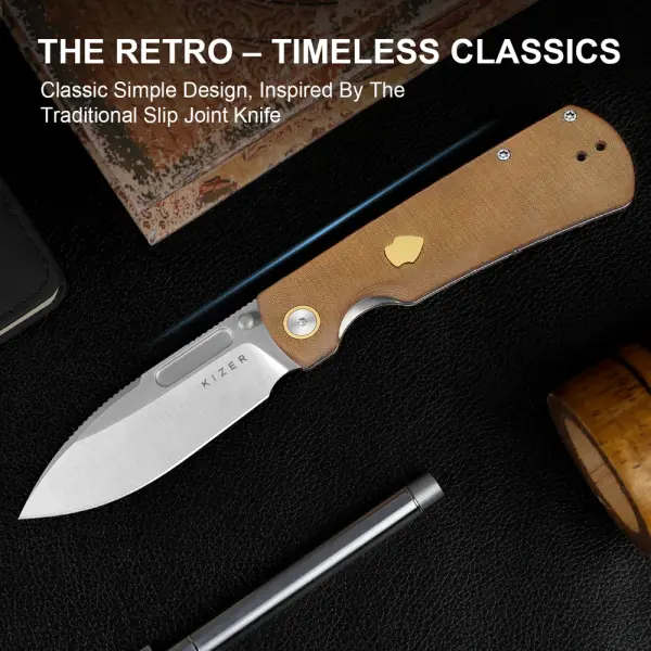 Kizer Retro Nitro-V Stahl Micarta Linerlock