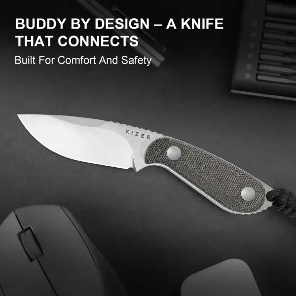 Kizer Buddy Fixed Blade 14C28N Stahl Micarta EDC