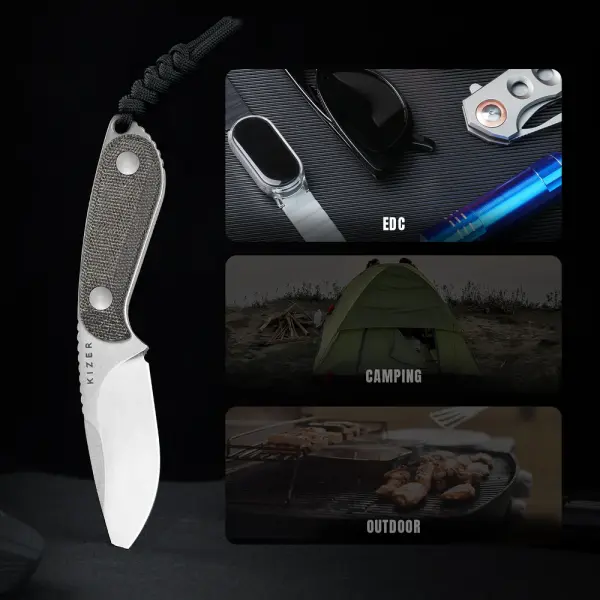 Kizer Buddy Fixed Blade 14C28N Stahl Micarta EDC