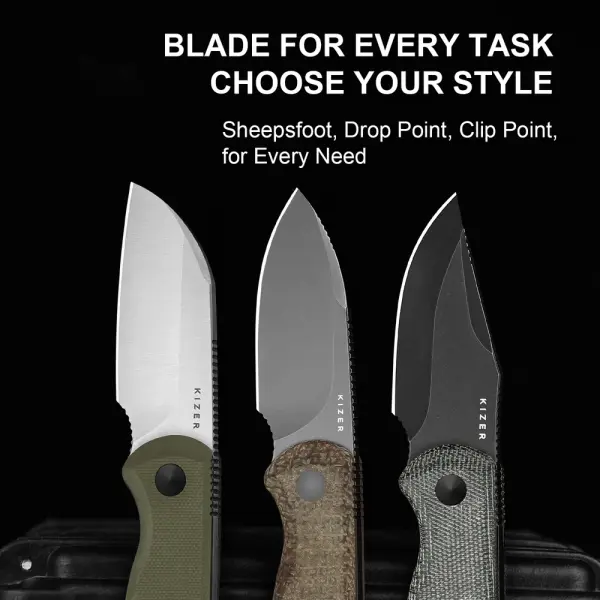 Kizer Drop Bear Fixed Blade 14C28N Stahl Burlap Micarta EDC