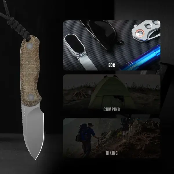 Kizer Drop Bear Fixed Blade 14C28N Stahl Burlap Micarta EDC