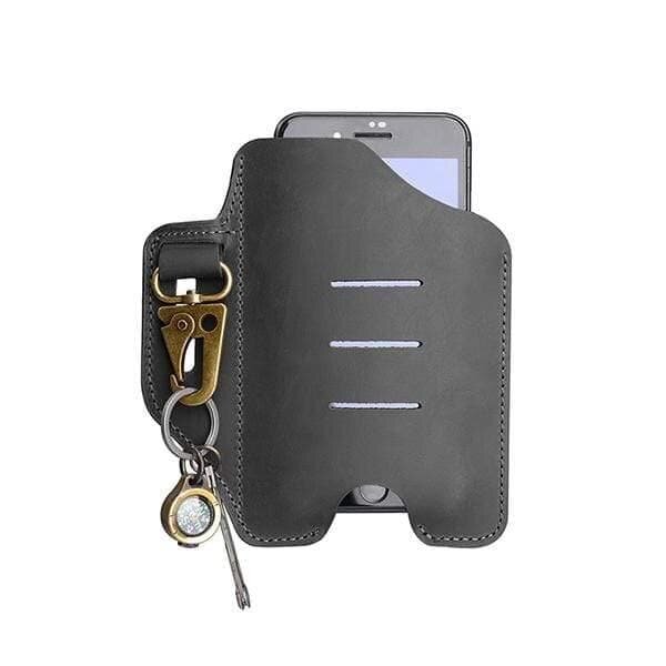 Viperade PJ20 Schwarz Lederholster für Smartphone mit Karabiner