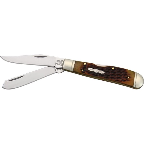 Rough Ryder Rider Lockback Trapper Amber Bone
