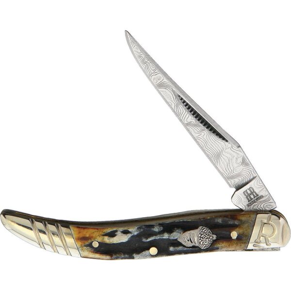 Rough Ryder Toothpick Cinnamon Stag Bone Slipjoint Damast Sammlerbox