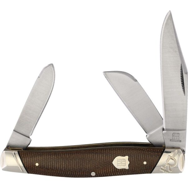 Rough Ryder Rider Stockman Brown Burlap Micarta Slipjoint Taschenmesser