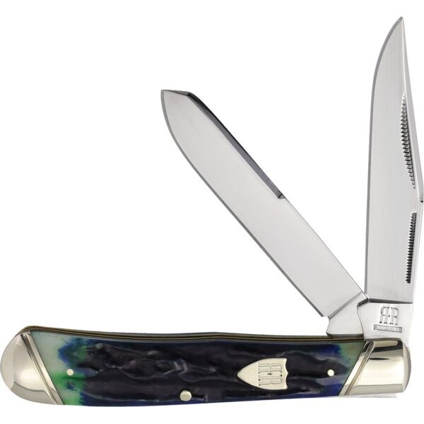 Rough Ryder Bluegill Trapper Bone Slipjoint Blau und Grün