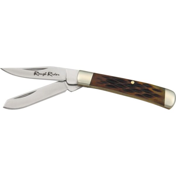 Rough Ryder Rider Tiny Trapper Amber Bone Taschenmesser 2 Klingen
