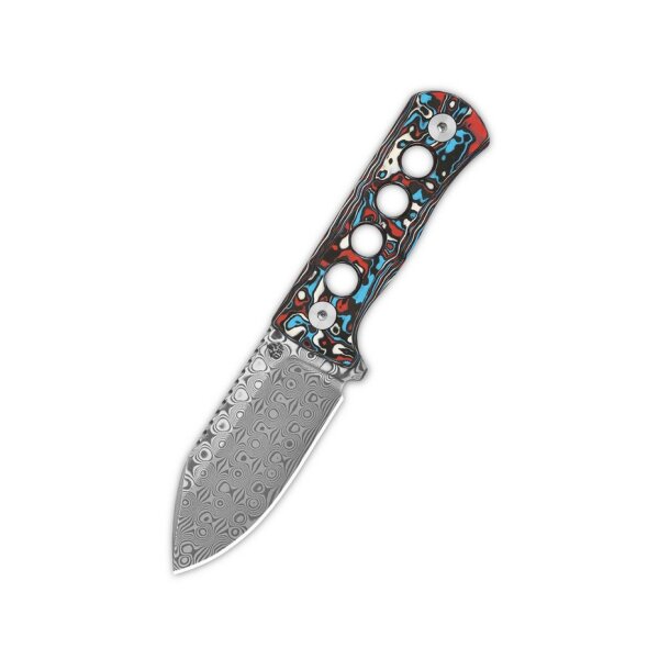 QSP Knife Canary Neck Knife QS141-J Blue Red Blau rot Camo Damast Kohlefaser CF