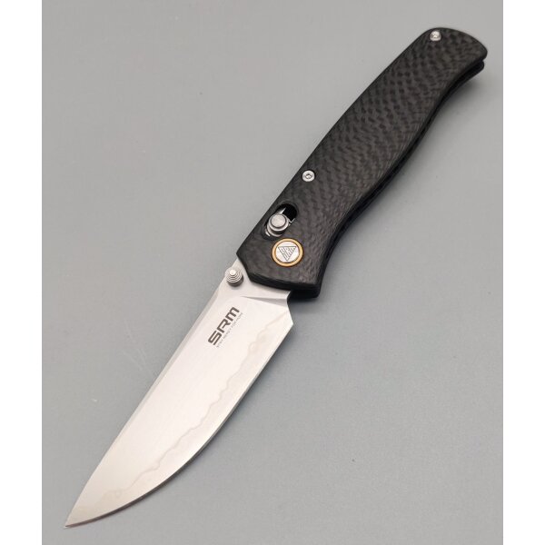 SRM Knives 255L-CB2 Medal Ambi Lock Folder Carbongrifff 140Cr Laminatstahl