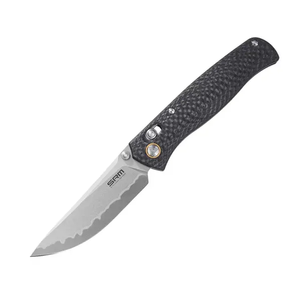 SRM Knives 255L-CB2 Medal Ambi Lock Folder Carbongrifff 140Cr Laminatstahl