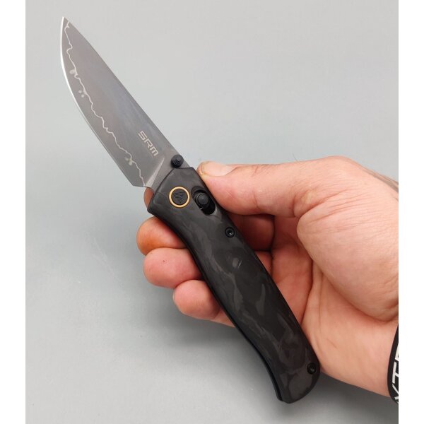 SRM Knives 255L-FB2 Medal Ambi Lock Folder Carbongrifff 140Cr Laminatstahl