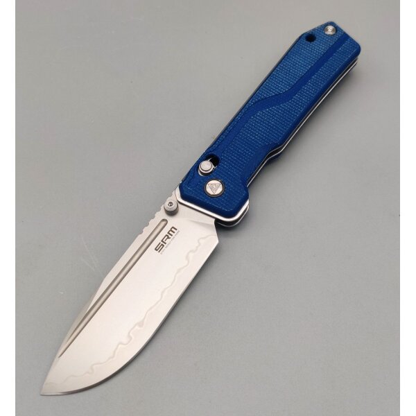 SRM Knives Rubik 7228B-ME2 Blue Micarta140Cr Laminiert Ambi-Clip