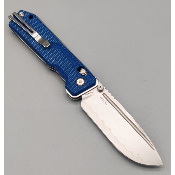 SRM Knives Rubik 7228B-ME2 Blue Micarta140Cr Laminiert Ambi-Clip