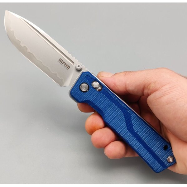 SRM Knives Rubik 7228B-ME2 Blue Micarta140Cr Laminiert Ambi-Clip