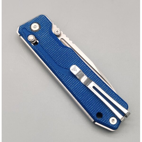 SRM Knives Rubik 7228B-ME2 Blue Micarta140Cr Laminiert Ambi-Clip