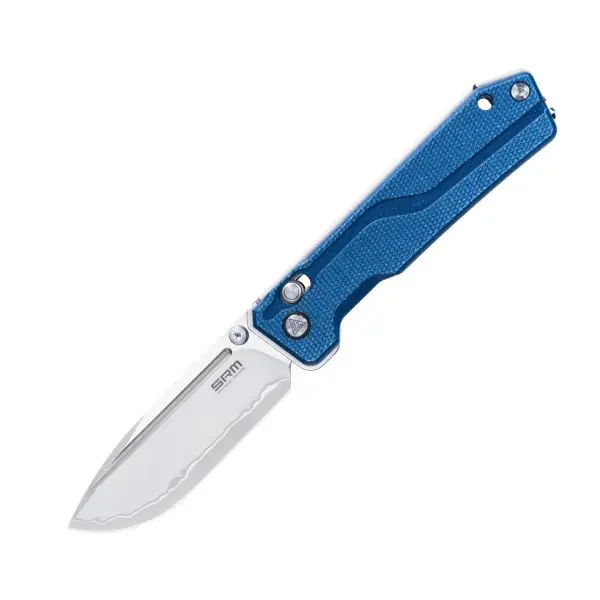 SRM Knives Rubik 7228B-ME2 Blue Micarta140Cr Laminiert Ambi-Clip