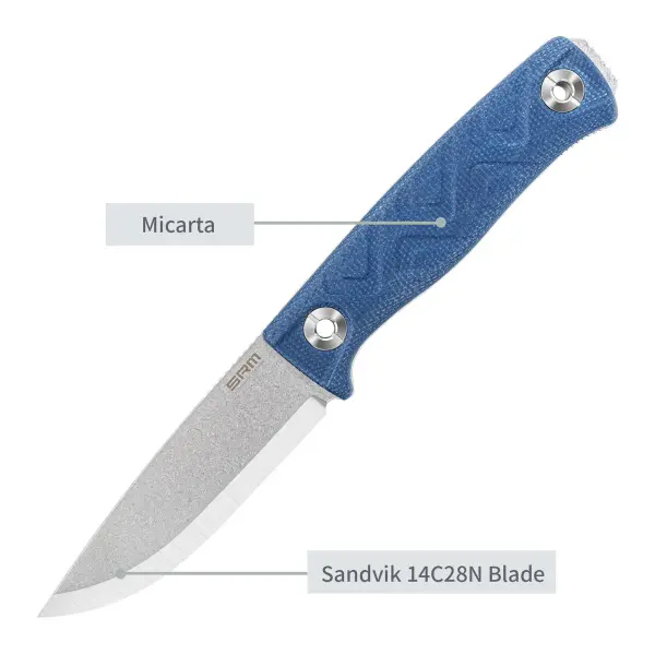 SRM Knives Bushcut 702T-ME Bushcraft Knife 14C28N Stahl Micartagriff