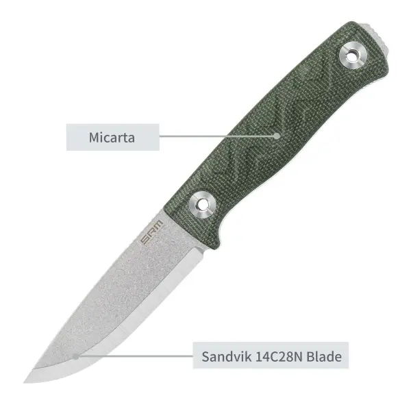 SRM Knives Bushcut 702T-MP Bushcraft Knife 14C28N Stahl Micartagriff