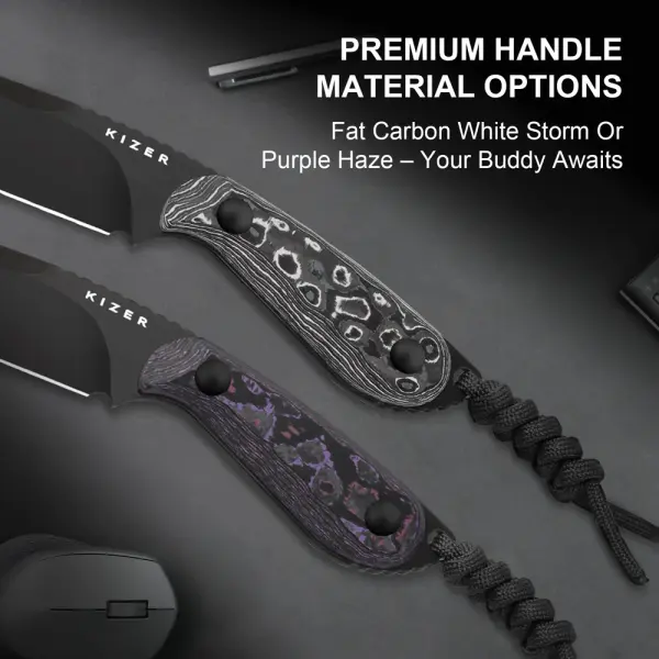 Kizer Buddy Fixed Blade M390 Stahl Fat Carbon White Storm