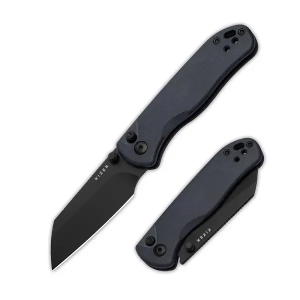 Kizer Drop Bear 2 Nitro-V Stahl Richlite Blue Canyon Button Lock