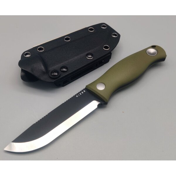Kizer Polaris Bushcraft 1095 Stahl Green G10