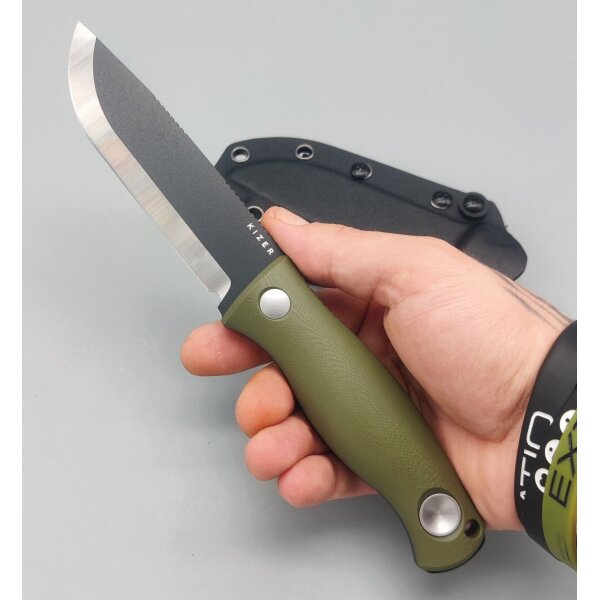 Kizer Polaris Bushcraft 1095 Stahl Green G10