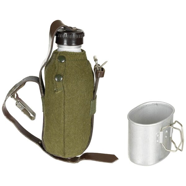 MFH Rumänische Feldflasche aus Aluminium mit Hülle gebraucht