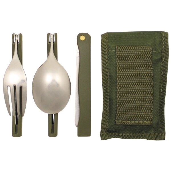 MFH Essbesteck Camping Messer Gabel Löffel Nylonetui