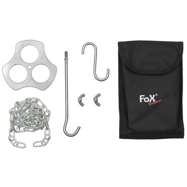 Fox Outdoor Dreibeinhalter mit Kette und Haken