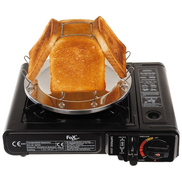 MFH Klappbarer Campingtoaster für 4 Scheiben mit Zange
