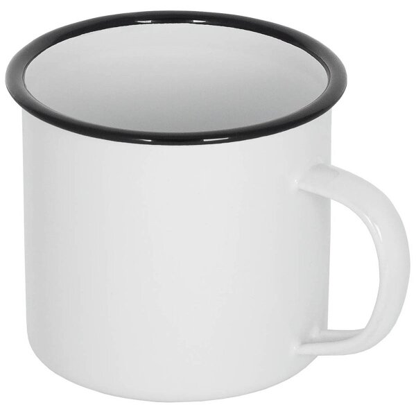 Fox Outdoor Emaille-Tasse weiß-schwarz 350 ml Trinkbecher