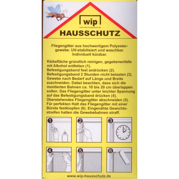 Wip Hausschutz Fliegengitter Fliegennetz 100 x 100 cm Insekten Netz