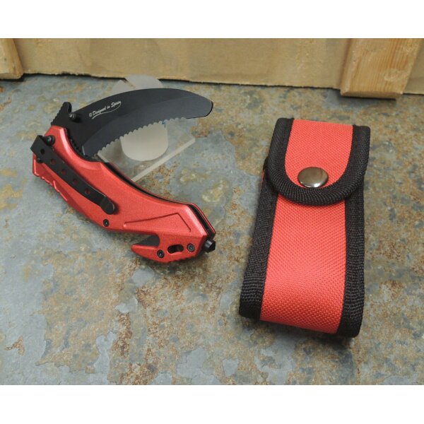 Albainox Rettungsmesser Automesser Wellenschliff Gurtschneider Glasbrecher Etui
