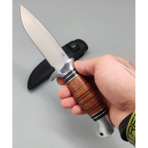 Böker Magnum LEATHERNECK HUNTER Jagdmesser fixed feststehendes Messer mit Ledergriff und Scheide 02MB726