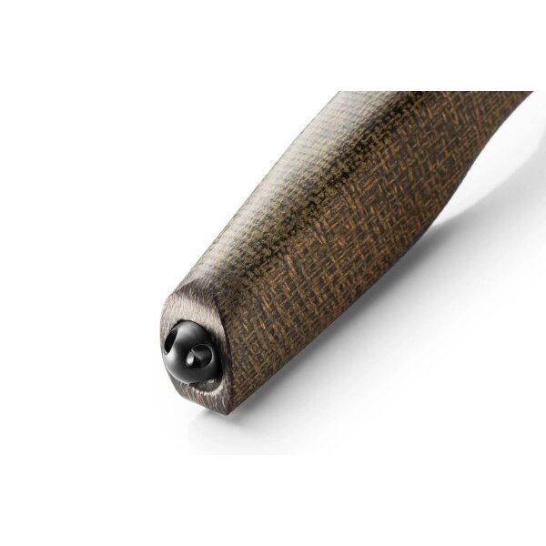LionSteel Acha - Brown Green Burlap Micarta - M390 Klinge mit Beschichtung Schwarz
