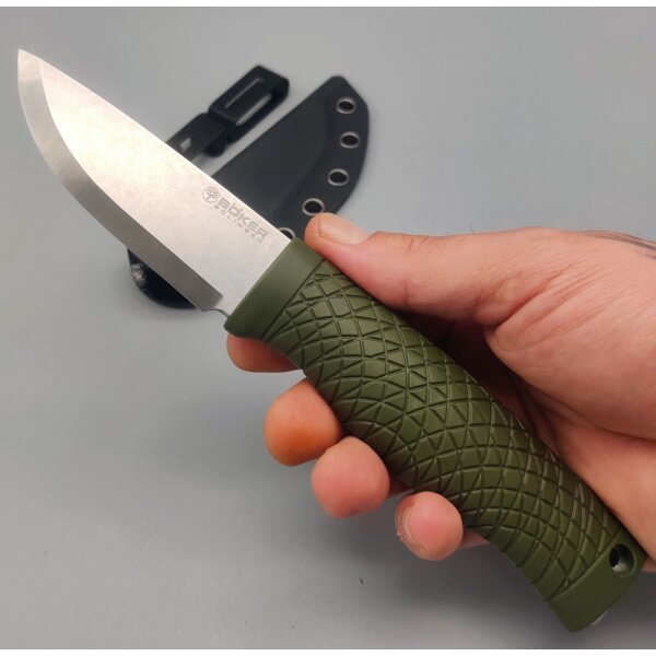 Böker Solingen Bronco Mini CPM-3V Stahl Scandi TPE Griff Outdoormesser Bushcraft 121518