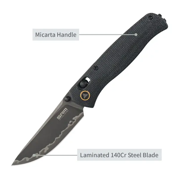 SRM Knives 255L-MB3 Medal Ambi Lock Folder Micarta Griff 140Cr Laminatstahl