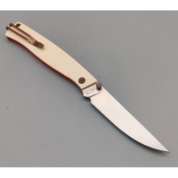 Sanrenmu 311L-GM  Slipjoint 12C27 Stahl Taschenmesser G10 Griff Weiß-Rot