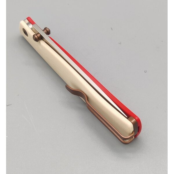 Sanrenmu 311L-GM  Slipjoint 12C27 Stahl Taschenmesser G10 Griff Weiß-Rot