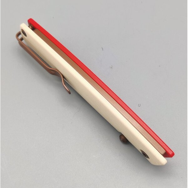 Sanrenmu 311L-GM  Slipjoint 12C27 Stahl Taschenmesser G10 Griff Weiß-Rot