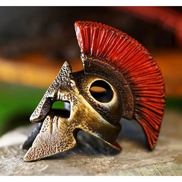 Bead Anhänger Sparta Krieger Helm Held Schlüsselanhänger aus Messing EDC