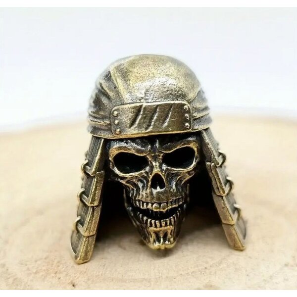 Bead Anhänger Skull Warrior Krieger Totenkopf Helm Schlüsselanhänger aus Messing EDC